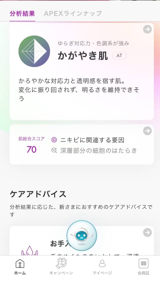 ポーラの肌診断結果